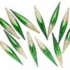 The Christmas Palace 11" SHINY GREEN GLASS ICICLE WITH GOLD GLITTER SET OF 6