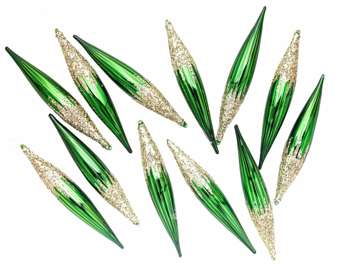 Flash Sale β€οΈ The π Christmas Palace 11" SHINY GREEN GLASS ICICLE WITH GOLD GLITTER SET OF 6 π 1 The Christmas Palace 11" SHINY GREEN GLASS ICICLE WITH GOLD GLITTER SET OF 6