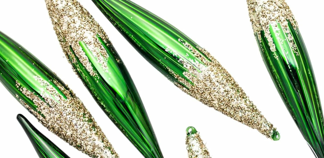 Flash Sale β€οΈ The π Christmas Palace 11" SHINY GREEN GLASS ICICLE WITH GOLD GLITTER SET OF 6 π 2 The Christmas Palace 11" SHINY GREEN GLASS ICICLE WITH GOLD GLITTER SET OF 6