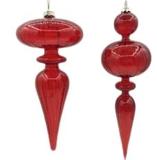 The Christmas Palace 10" RED FINIAL ASSORTED SET OF 2 Christmas Ornaments