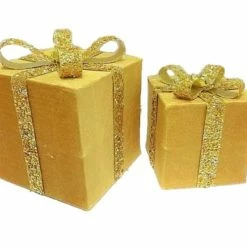 The Christmas Palace Hats & Boxes 6" & 8" GOLD GIFT BOX WITH SEQUIN BOW