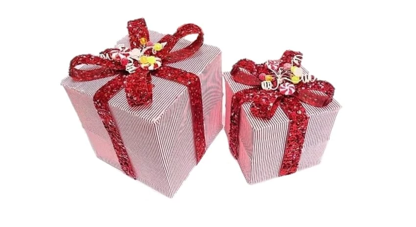Wholesale π― The π Christmas Palace Hats & Boxes 6" & 8" RED & WHITE STRIPE GIFT BOX WITH SEQUIN BOW π 1 The Christmas Palace Hats & Boxes 6" & 8" RED & WHITE STRIPE GIFT BOX WITH SEQUIN BOW