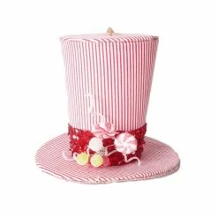 The Christmas Palace 6" RED & WHITE STRIPE CANDY TOP HAT SET OF 4 Hats & Boxes