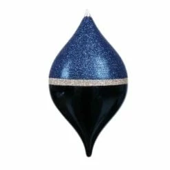 The Christmas Palace 12" DARK BLUE WITH GLITTER FINIAL SET OF 6