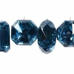 The Christmas Palace 4"-5" SAPPHIRE BLUE ACRYLIC GEMS ASSORTED SET OF 12 Christmas Ornaments