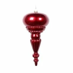 The Christmas Palace 10" SHINY BURGUNDY FINIAL SET OF 6