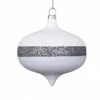The Christmas Palace 3" WHITE WITH SILVER GLITTER ONION SET OF 12