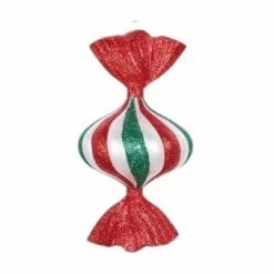 The Christmas Palace Christmas Ornaments 8" GLITTERED WRAPPED CANDY ORNAMENT SET OF 6