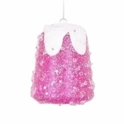 The Christmas Palace 4" SOFT FUCHSIA GUMDROP WITH BEADS SET OF 12