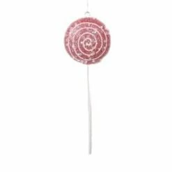 The Christmas Palace 10" RED LOLLIPOP WITH CLEAR GLITTER SET OF 12 Christmas Ornaments