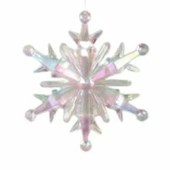 The Christmas Palace 10" CLEAR IRIDESCENT SNOWFLAKE ORNAMENTS SET OF 4 Christmas Ornaments
