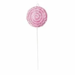 The Christmas Palace 10" FUCHSIA LOLLIPOP WITH CLEAR GLITTER SET OF 12 Sugar & Spice