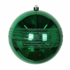 The Christmas Palace Changing Of The Guards 8" GREEN GLITTER SHINY BALL SET OF 6