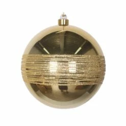 The Christmas Palace Yuletide Traditions 8" GOLD GLITTER SHINY BALL SET OF 6