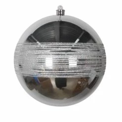 The Christmas Palace Shatterproof & Glass Sets 6" SILVER GLITTER SHINY BALL SET OF 6