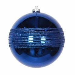 The Christmas Palace 6" BLUE GLITTER SHINY BALL SET OF 6 All About The Blues