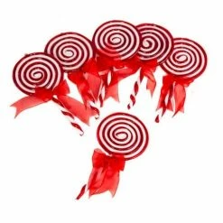 The Christmas Palace 7" RED & WHITE LOLLIPOP SET OF 6