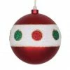 The Christmas Palace Christmas Ornaments 5.5" RED MATTE POLKA DOT BALL SET OF 6