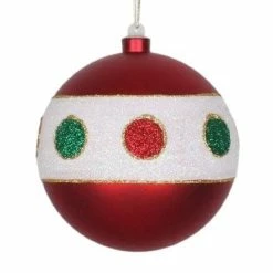 The Christmas Palace Christmas Ornaments 5.5" RED MATTE POLKA DOT BALL SET OF 6