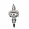 The Christmas Palace Christmas Ornaments 13" SILVER STRIPE FINIAL ORNAMENT SET OF 2