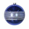 The Christmas Palace 6" BLUE SHINY BALL WITH SILVER GLITTER SET OF 6 Shatterproof & Glass Sets