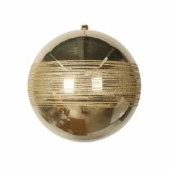 The Christmas Palace 12" GOLD GLITTER SHINY BALL SET OF 2 Shatterproof & Glass Sets