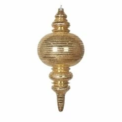 The Christmas Palace Christmas Ornaments 13" GOLD SHINY GLITTER FINIAL SET OF 2