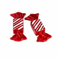 The Christmas Palace 8" RED & WHITE CANDY ORNAMENT SET OF 6
