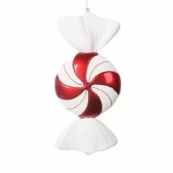 The Christmas Palace 12" WRAPPED PEPPERMINT CANDY ORNAMENT SET OF 2