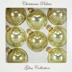 The Christmas Palace 2.5" GOLD GLASS ORNAMENT SET OF SET OF 24 Shatterproof & Glass Sets