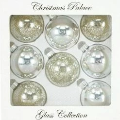 The Christmas Palace 2.5" SILVER GLASS ORNAMENT SET OF SET OF 24