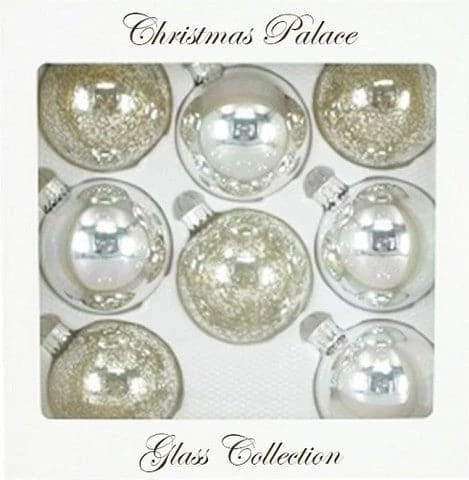Budget π₯ The π Christmas Palace 2.5" SILVER GLASS ORNAMENT SET OF SET OF 24 π 1 The Christmas Palace 2.5" SILVER GLASS ORNAMENT SET OF SET OF 24