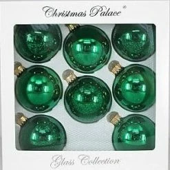 The Christmas Palace Shatterproof & Glass Sets 2.5" GREEN GLASS ORNAMENT SET OF SET OF 24