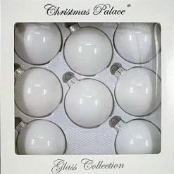 The Christmas Palace Shatterproof & Glass Sets 2.5" WHITE GLASS ORNAMENT SET OF SET OF 24