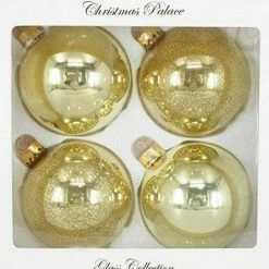 The Christmas Palace Shatterproof & Glass Sets 4" GOLD GLASS BALL ORNAMENTS SET OF 24