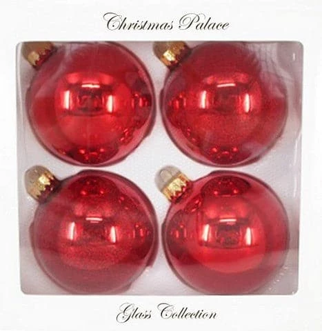 Deals βοΈ The π Christmas Palace Shatterproof & Glass Sets 4" RED GLASS BALL ORNAMENTS SET OF 24 π 1 The Christmas Palace Shatterproof & Glass Sets 4" RED GLASS BALL ORNAMENTS SET OF 24