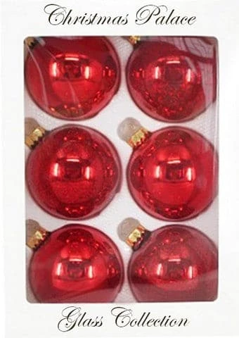 New π The π Christmas Palace Shatterproof & Glass Sets 3.25" RED GLASS BALL ORNAMENTS SET OF 24 π 1 The Christmas Palace Shatterproof & Glass Sets 3.25" RED GLASS BALL ORNAMENTS SET OF 24