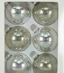 The Christmas Palace 3.25" SILVER GLASS BALL ORNAMENTS SET OF 24