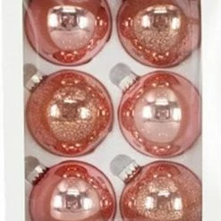 The Christmas Palace 3.25" PINK GLASS BALL ORNAMENTS SET OF 24