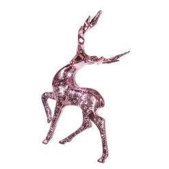 The Christmas Palace 7" PINK REINDEER ORNAMENT SET OF 4