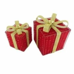 The Christmas Palace Hats & Boxes 6" & 8" RED WITH GOLD BOW GIFT BOX SET