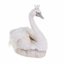 The Christmas Palace Deers, Bears & Swans 24" WHITE WITH GOLD GLITTER SWAN