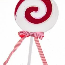 The Christmas Palace 19" RED & WHITE LOLLIPOP WITH BOW SET OF 2