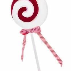 The Christmas Palace 19" RED & WHITE LOLLIPOP WITH BOW SET OF 2