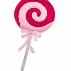 The Christmas Palace Christmas Ornaments 19" PINK & RED LOLLIPOP WITH BOW SET OF 2