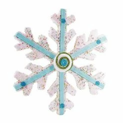 The Christmas Palace 7" WHITE WITH BLUE CANDY SNOWFLAKE SET OF 4