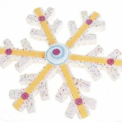 The Christmas Palace Christmas Ornaments 15" WHITE WITH GOLD SNOWFLAKE ORNAMENT SET OF 2