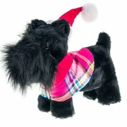 The Christmas Palace 18" BLACK DOG WITH PLAID SHIRT Deers, Bears & Swans