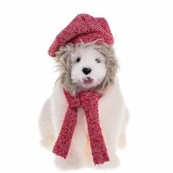 The Christmas Palace 19" WHITE DOG WITH RED HAT & SCARF
