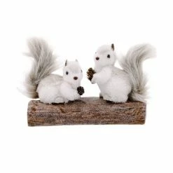 The Christmas Palace 8" GREY SQUIRRELS ON TRUNK Table Tops